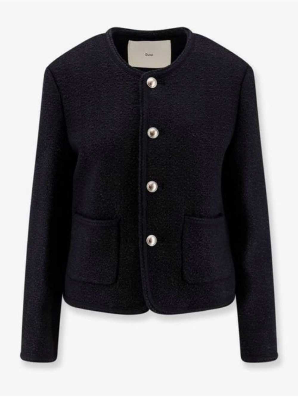 Dunst Black Bouclé Gold Button Wool Blazer Jacket